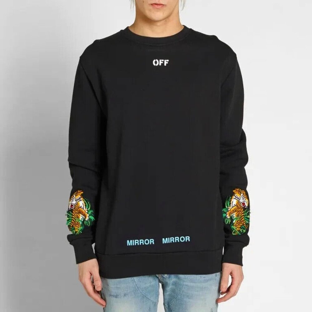 OFF-WHITE (Size XS) Tiger Sleeve Black Crewneck